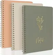 ZICOTO Aesthetic Spiral Notebook Set of 3 For Women - Cute College Ruled 8x6 Journal/Notebook with Large Pockets And Lined Pages - Perfect Supplies to Stay Organized at Work or School