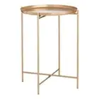 Tate Tray Side Table in Metallic Gold, Steel, 15"L x 20.5"H x 15"W, New S4