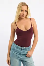 Red Supersoft Bodysuit Sleeveless Bra Insert - Size 16XL, Women's Bodysuit
