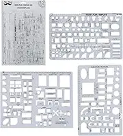 Mr. Pen- House Plan, Interior Design and Furniture Templates, Drafting Tools and Ruler Shapes for Architecture - Set of 3