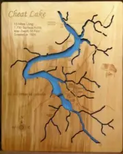 Cheat Lake, WV - Laser Cut Wood Map | Wall Art | Made to Order