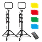 2 Set LED Video Light 3300K-5600K Dimmable Fill Light with Tripod Stand & Remote