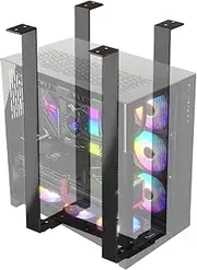 PC Holder Under Desk, Steel Bracket Adjustable, Computer Tower Stand | Open Frame Case with Installation Feature and Organized, PC Holder Shelf for Home Office Study Room Workplace