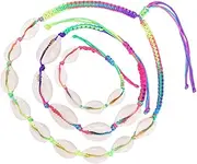 [Holibanna] 1set Shell Bracelet Anklet Summer Anklets J Necklace for Women Handmade Necklaces Adjustable Bracelets for Women Necklaces for Women Initial Braided Bracelets Braided Rope