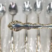 Oneida Community Gold Accent Modern Baroque Silverplate 6 Iced Tea Spoons