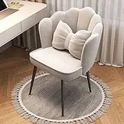 Mid Century Velvet Office Makeup Chair with Backrest and Soft Cushioned Pad for Women and Girls Bedroom Stylish Comfy Petal Stool