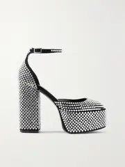 [Paris Texas] Paris Texas - Dalilah Crystal-embellished Suede Platform Pumps - Silver - IT39 IT 39 Silver
