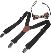 [GLSTOY] Adjustable Boys and Girls Suspenders Elastic Strap Boy's Suit Suspenders Clips for Toddlers Occidental Pant Set Bow Tie