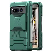 For Google Pixel Fold Kickstand PC Case Slide Lens Protection Phone Cover with PET Screen Protector
