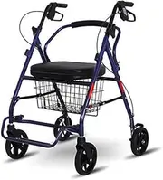 Walker,Walking Aids for Seniors, Upright Posture Rolling Walker, Lightweight Foldable Aluminum Rollator Walker with Comfort Seat, Walker Your Best Choice Walker,Blue Little Surprise