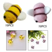 10 Pieces Bumble Bee Ornament Mini crafts bees Birthday Gift Decortaive Wool