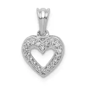 Solid 14k White Gold 1/10ct. Simulated CZ Heart Pendant