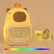 Capybara Alarm Clock with Night Light for Kids, 7 RGB Color Cute Alarm Clocks for Bedrooms Ok to Wake Clocks, Silicone Animal Tabletop Lamp for Teen Girls Boys