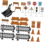 Abaodam 30pcs Traffic Signs Set Warning Sign Decoration for Learning Traffic Rules for Home and School Play Safe and Friendly