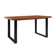 6 Seater Dining Table - Wood Table with Black Steel Legs