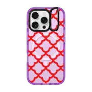 iPhone 16 Pro Impact Ring Stand Case MagSafe Compatible Preppy Red Pattern