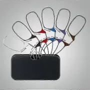 Legless Clamp Nose Reading Glasses With Ultra-thin Glasses Case Black -100