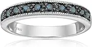 [Vir Jewels] Sterling Silver Blue Diamond Wedding Band With Black Rhodium (1/4 CT)