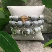 3 PC Handmade Bohemian Beaded Stackable Stretch Bracelet Set New Free Ship 5888