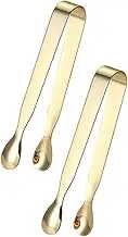 ABOOFAN 2Pcs Stainless Steel Towel and Ice Tongs Gold Plated Sugar Cube and Food Serving Clips for Tea Parties and Daily Use