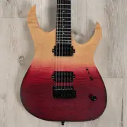 Mayones Duvell Elite V24 6 B27" Baritone Guitar, 5A Flame Custom Tequila Horizon
