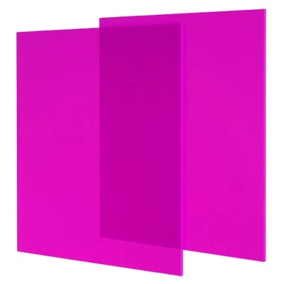 2 Pcs Transparent Acrylic Sheets 1/8" Thick Plastic Sheets 8x8 Inch, Rose Red
