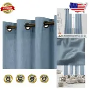 Light-Filtering 108" Stone Blue Grommet Curtains - Set of 2 for Modern Homes