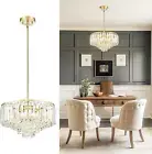 15'' Gold Chandelier, 5-Tier Crystal Chandelier, Modern Pendant Light for Dining