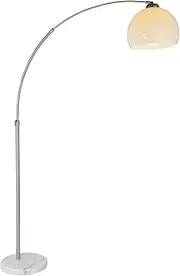 Lexi Lighting Beam Acro Floor Lamp, Natural Marble Base, Long Iron Arched Design, PVC Dome Adjustable Shade, Ambient Lighting for Living Room, Home Décor, Behind Sofa