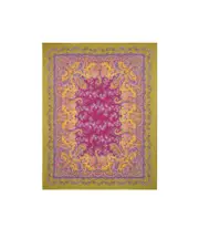 WOOL THROW BLANKET WITH FLOWER AND PAISLEY PRINT One size Pink
