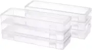 Large Storage Containers 6 Pack Plastic Box with Latching Lid 15" X 5"X 1.9" Sto