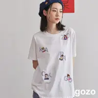 在飛比找蝦皮商城優惠-【gozo】復古卡拉OK女郎羅紋領T恤(白色/黃色_M/L)