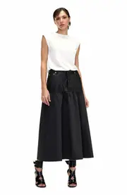 Cynthia Rowley Downtown Leather Nylon Skirt in Black at Nordstrom, Size 4