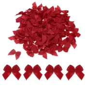 150Pcs Mini Ribbon Bows 15" Mini Fabric Satin Ribbon Gift Flower Bows Wine Red