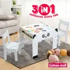 Kids Table Chairs Set Toy Storage Activity Dual Side Tabletop Chalkboard Desk