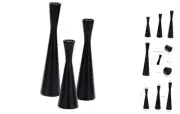 Taper Candle Holders (Set of 3) Matte Black Metal Candlesticks for 3/4" Thick