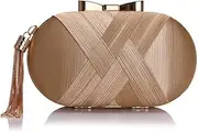 [Flower shave] Oval Ladies Dinner Bag, Tassel Clutch Bag in Europe and America, Decorative Handbag for Ladies On Formal Occasions (19 * 7 * 10.5Cm),Gold