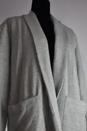 NWT Eileen Fisher Sz PS/PP Petite Gray Open Front Coat Pockets Shawl Collar USA