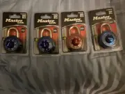 NEW IN PACKAGE LOT OF 4 Master Lock 1530DCM Combination Lock - Blue Red