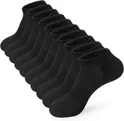 [ouhos] Mens Black Ankle Running Socks White Low Cut Cycling Athletic Cotton Socks for Men Size 10-13