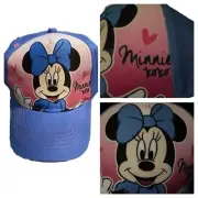 Disney Minnie Mouse Hat Blue Pink Baseball Cap Girl OSFM Adjustable Strap Gift