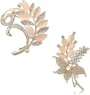 [SSyang] Elegant Bow Brooch, 2 Pieces Bow Brooch Faux Pearls Alloy Bow Brooch, 7 cm, 5.4 cm, Women's Brooch Jewelry, Small Pin for Fixed Clothes, to Prevent Clothes from Slipping Off (Gold),,