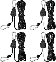 4M Reflective Tent Guy Ropes Ratchet 4PCS, 4mm Tent Guy Ropes Tensioners with Pulley, Adjustable Tent Camping Rope Cord Heavy Duty Tent Guide Rope Grow Lights Ratchet Hangers for Awning Camping Hiking