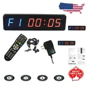 14-Inch Wall-Mounted Workout Clock with Remote - 1.8-Inch Digits in Blue/Red