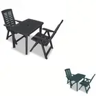 3 Pieces Bistro Set Plastic 2 Folding Chairs White/Green/Anthracite vidaXL