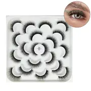 Nevenka 10 Pairs 3D False Eyelashes Reusable Wispy Cat Eye Natural Look Lashes-101