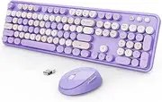 Youker Wireless Keyboard and Mouse Combo USB Wireless Retro Keyboard with Round Keycaps 2.4GHz Dropout-Free Connection Keyboard and Mice for Mac Windows 7/8/10/11 Laptop Desktop