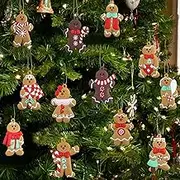 12 Pack Gingerbread Man Ornaments for Christmas Tree Decorations, 2.8 inch Tall Gingerman Hanging Charms Christmas Tree Ornament Holiday Decorations