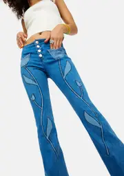 [dELiA*s by Dolls Kill] Hippie Nights Tulip Print Denim Flares