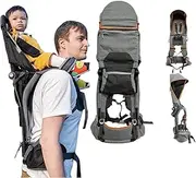 Sac à dos de randonnée Porte-bébé à bandoulière - Protection contre le Soleil et la pluie, siège ergonomique - Porte-bébé Mains libres Pour Tout-Petits de 6 Mois à 3 ans (jusqu'à 18 kg) gris